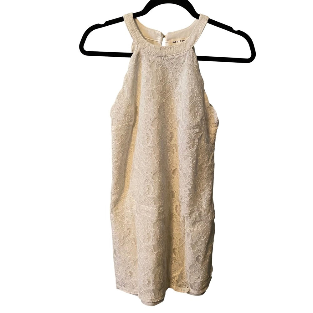 Monteau White Lace Halter‎ Neck Top Size XS